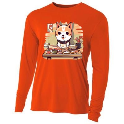 Cute Japanese Sushi Master Dog Chef Kawaii Anime Gift Cooling Performance Long Sleeve Crew