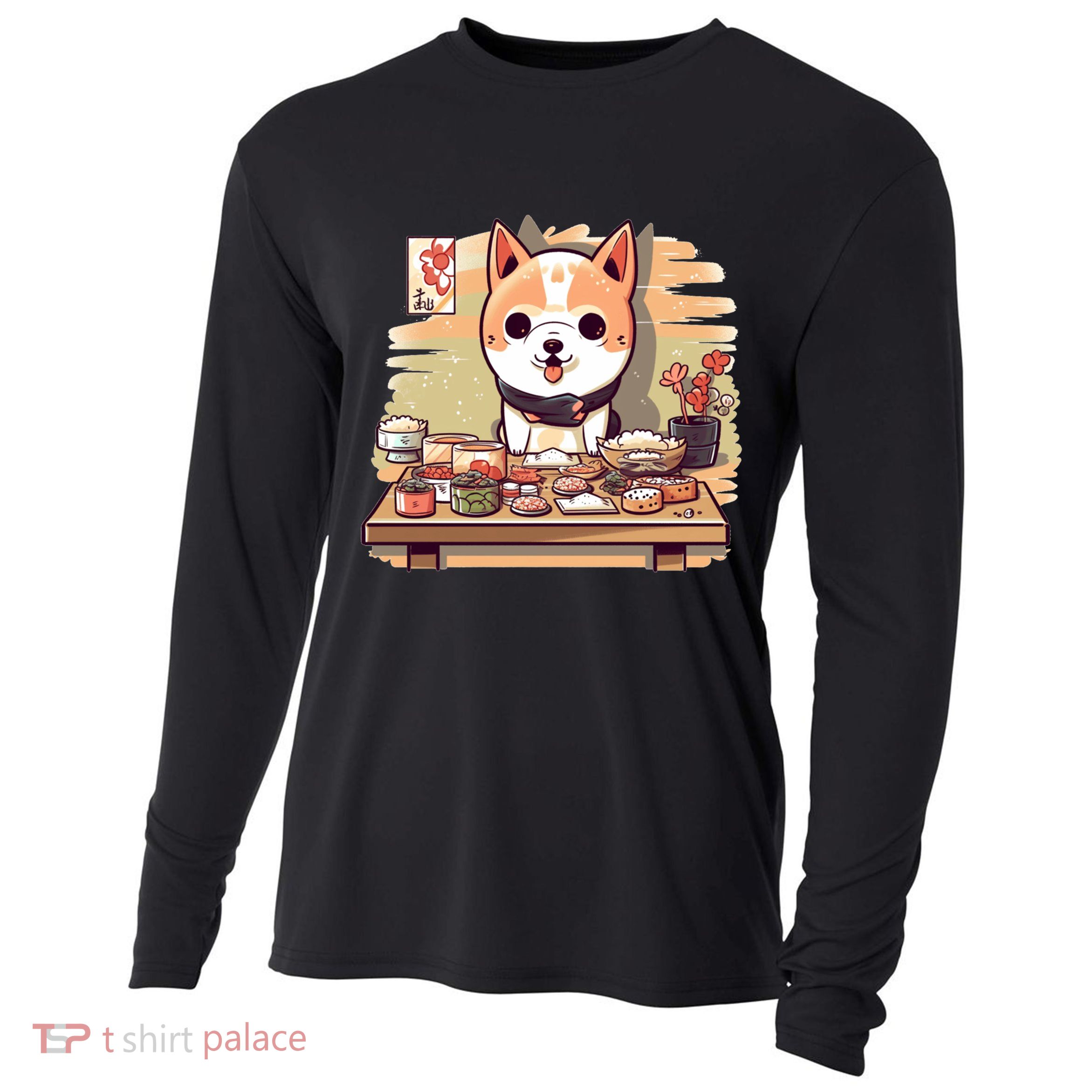 Cute Japanese Sushi Master Dog Chef Kawaii Anime Gift Cooling Performance Long Sleeve Crew