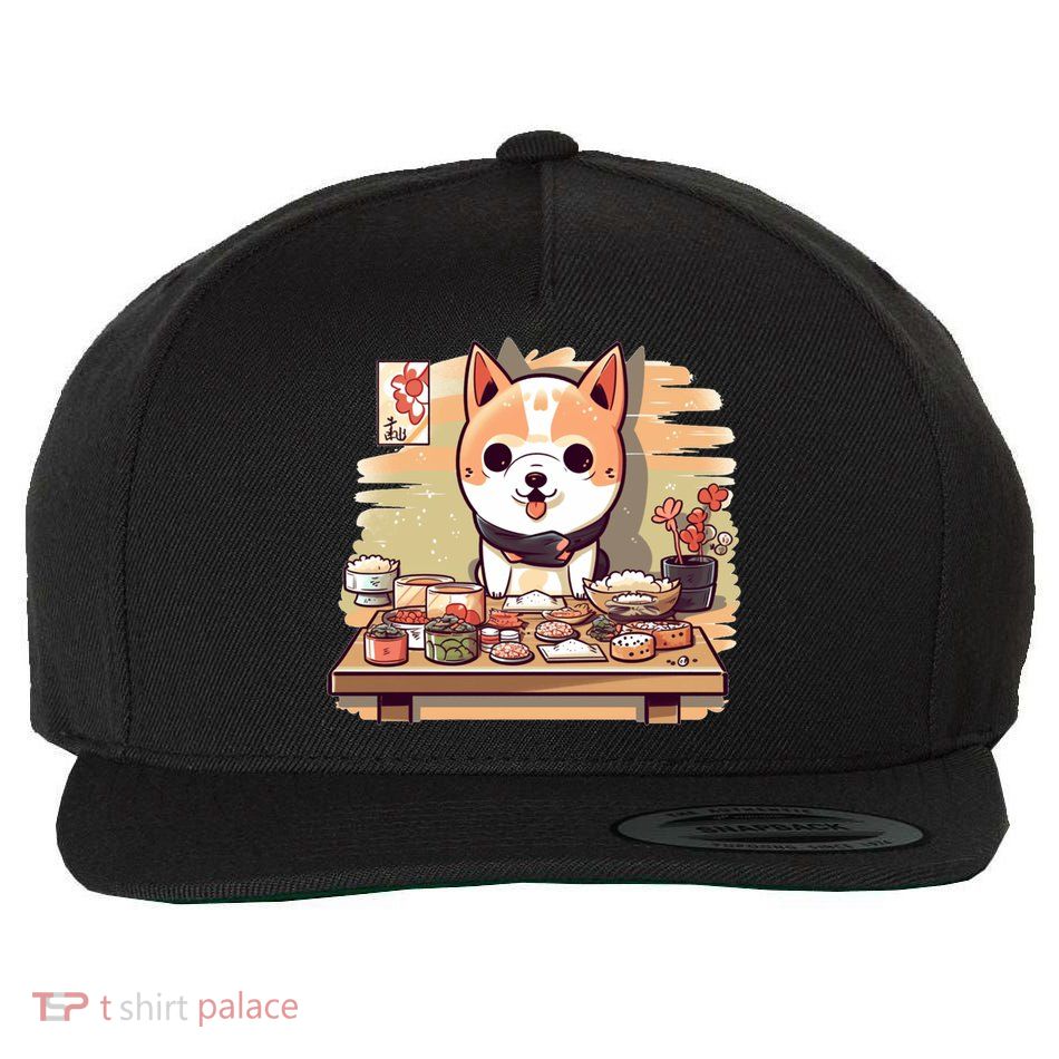 Cute Japanese Sushi Master Dog Chef Kawaii Anime Gift Wool Snapback Cap