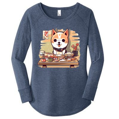 Cute Japanese Sushi Master Dog Chef Kawaii Anime Gift Women's Perfect Tri Tunic Long Sleeve Shirt