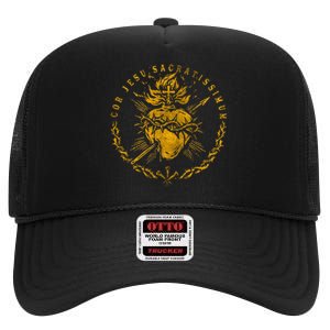 Cor Jesu Sacratissimum SacredHeart Of Jesus Catholic Faith High Crown Mesh Back Trucker Hat