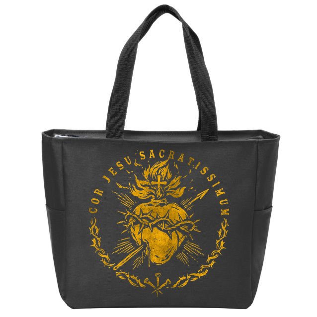 Cor Jesu Sacratissimum SacredHeart Of Jesus Catholic Faith Zip Tote Bag