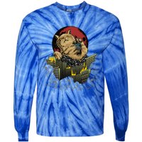 Catzilla Japanese Sunset Funny Cat Monster Manga Tie-Dye Long Sleeve Shirt