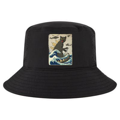 Catzilla Japanese Sunset Print For Cat Mom Dad Cool Comfort Performance Bucket Hat