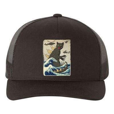 Catzilla Japanese Sunset Print For Cat Mom Dad Yupoong Adult 5-Panel Trucker Hat