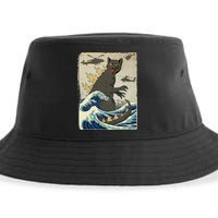 Catzilla Japanese Sunset Print For Cat Mom Dad Sustainable Bucket Hat