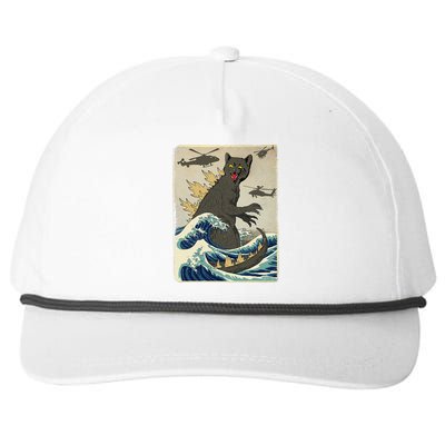 Catzilla Japanese Sunset Print For Cat Mom Dad Snapback Five-Panel Rope Hat