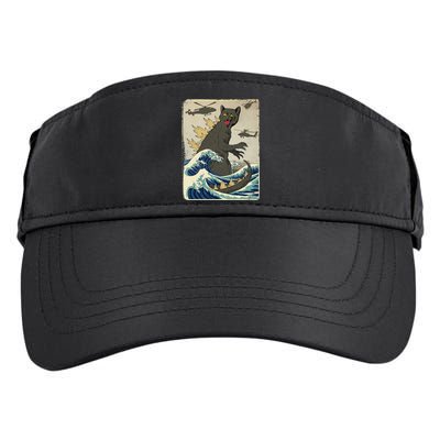 Catzilla Japanese Sunset Print For Cat Mom Dad Adult Drive Performance Visor