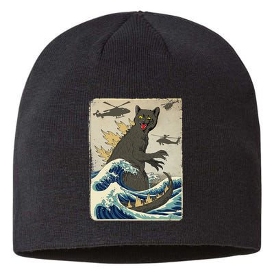 Catzilla Japanese Sunset Print For Cat Mom Dad Sustainable Beanie