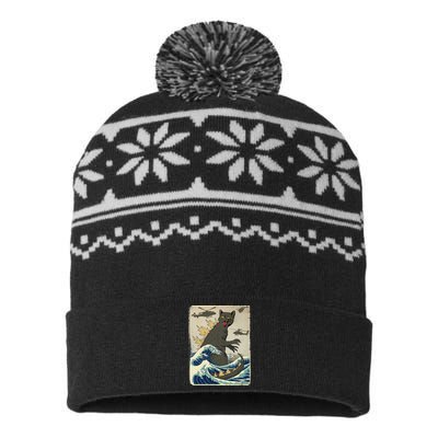 Catzilla Japanese Sunset Print For Cat Mom Dad USA-Made Snowflake Beanie