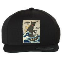 Catzilla Japanese Sunset Print For Cat Mom Dad Wool Snapback Cap