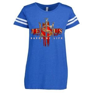 Christian Jesus Saved My Life Enza Ladies Jersey Football T-Shirt