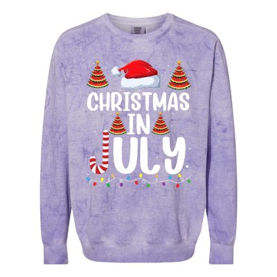 Christmas July Santa Hat Xmas Colorblast Crewneck Sweatshirt