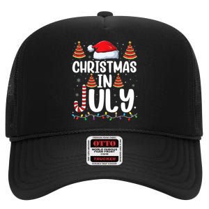 Christmas July Santa Hat Xmas High Crown Mesh Back Trucker Hat