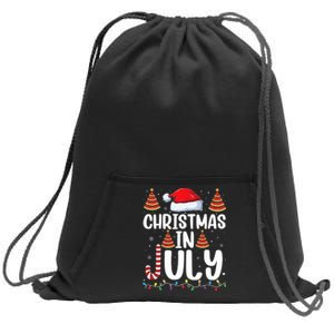 Christmas July Santa Hat Xmas Sweatshirt Cinch Pack Bag