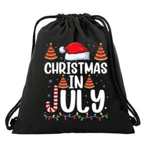 Christmas July Santa Hat Xmas Drawstring Bag