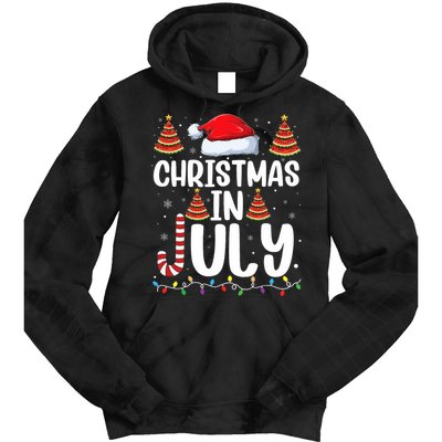 Christmas July Santa Hat Xmas Tie Dye Hoodie