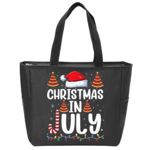 Christmas July Santa Hat Xmas Zip Tote Bag