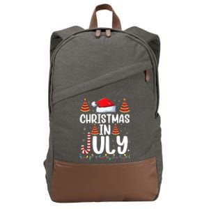 Christmas July Santa Hat Xmas Cotton Canvas Backpack