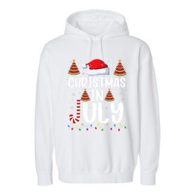 Christmas July Santa Hat Xmas Garment-Dyed Fleece Hoodie