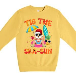 Christmas July Summer Lovers Beach Santa Tis The Seasun Premium Crewneck Sweatshirt