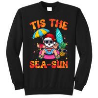 Christmas July Summer Lovers Beach Santa Tis The Seasun Sweatshirt