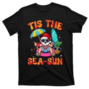 Christmas July Summer Lovers Beach Santa Tis The Seasun T-Shirt