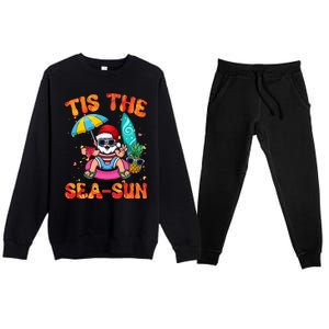 Christmas July Summer Lovers Beach Santa Tis The Seasun Premium Crewneck Sweatsuit Set