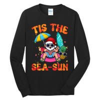 Christmas July Summer Lovers Beach Santa Tis The Seasun Tall Long Sleeve T-Shirt