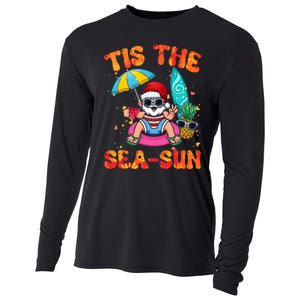 Christmas July Summer Lovers Beach Santa Tis The Seasun Cooling Performance Long Sleeve Crew