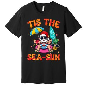 Christmas July Summer Lovers Beach Santa Tis The Seasun Premium T-Shirt