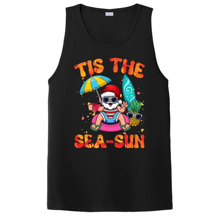 Christmas July Summer Lovers Beach Santa Tis The Seasun PosiCharge Competitor Tank