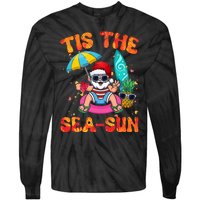 Christmas July Summer Lovers Beach Santa Tis The Seasun Tie-Dye Long Sleeve Shirt