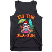 Christmas July Summer Lovers Beach Santa Tis The Seasun Tank Top