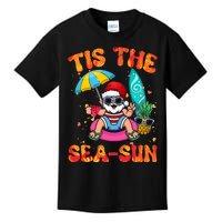 Christmas July Summer Lovers Beach Santa Tis The Seasun Kids T-Shirt