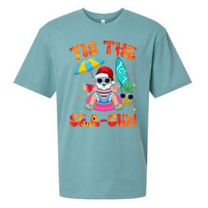 Christmas July Summer Lovers Beach Santa Tis The Seasun Sueded Cloud Jersey T-Shirt