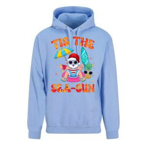 Christmas July Summer Lovers Beach Santa Tis The Seasun Unisex Surf Hoodie