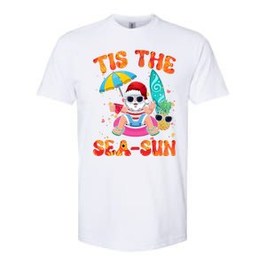 Christmas July Summer Lovers Beach Santa Tis The Seasun Softstyle CVC T-Shirt