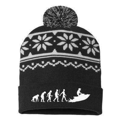 Cool Jet Ski For Men Women Evolution Sea Water Skiing Racing USA-Made Snowflake Beanie