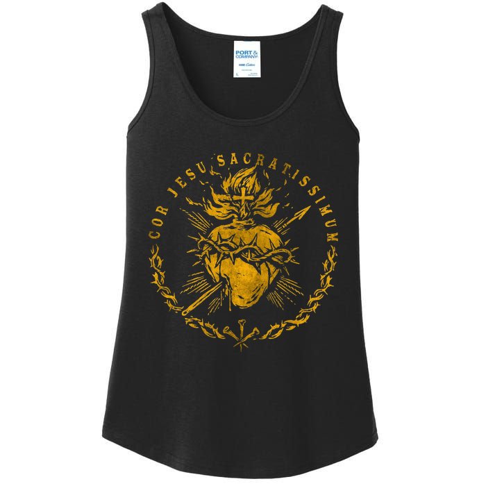 Cor Jesu Sacratissimum SacredHeart Of Jesus Catholic Faith Ladies Essential Tank