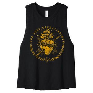 Cor Jesu Sacratissimum SacredHeart Of Jesus Catholic Faith Women's Racerback Cropped Tank