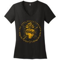 Cor Jesu Sacratissimum SacredHeart Of Jesus Catholic Faith Women's V-Neck T-Shirt