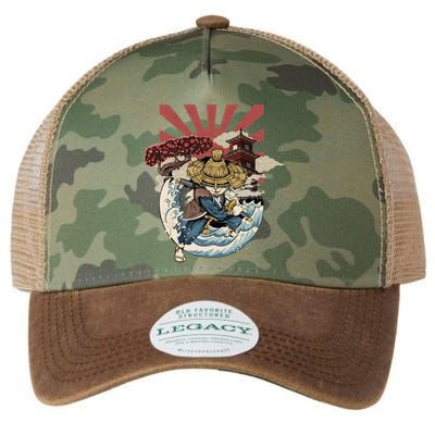 Cool Japanese Samurai Cat Neko Blue Wave Legacy Tie Dye Trucker Hat