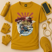 Cool Japanese Samurai Cat Neko Blue Wave Performance Shirt