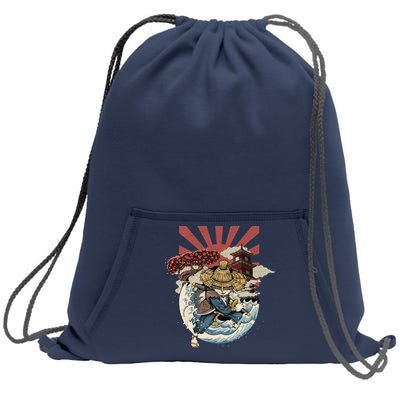 Cool Japanese Samurai Cat Neko Blue Wave Sweatshirt Cinch Pack Bag