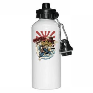 Cool Japanese Samurai Cat Neko Blue Wave Aluminum Water Bottle