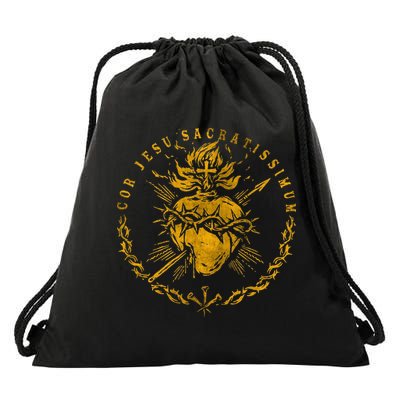 Cor Jesu Sacratissimum SacredHeart Of Jesus Catholic Faith Drawstring Bag