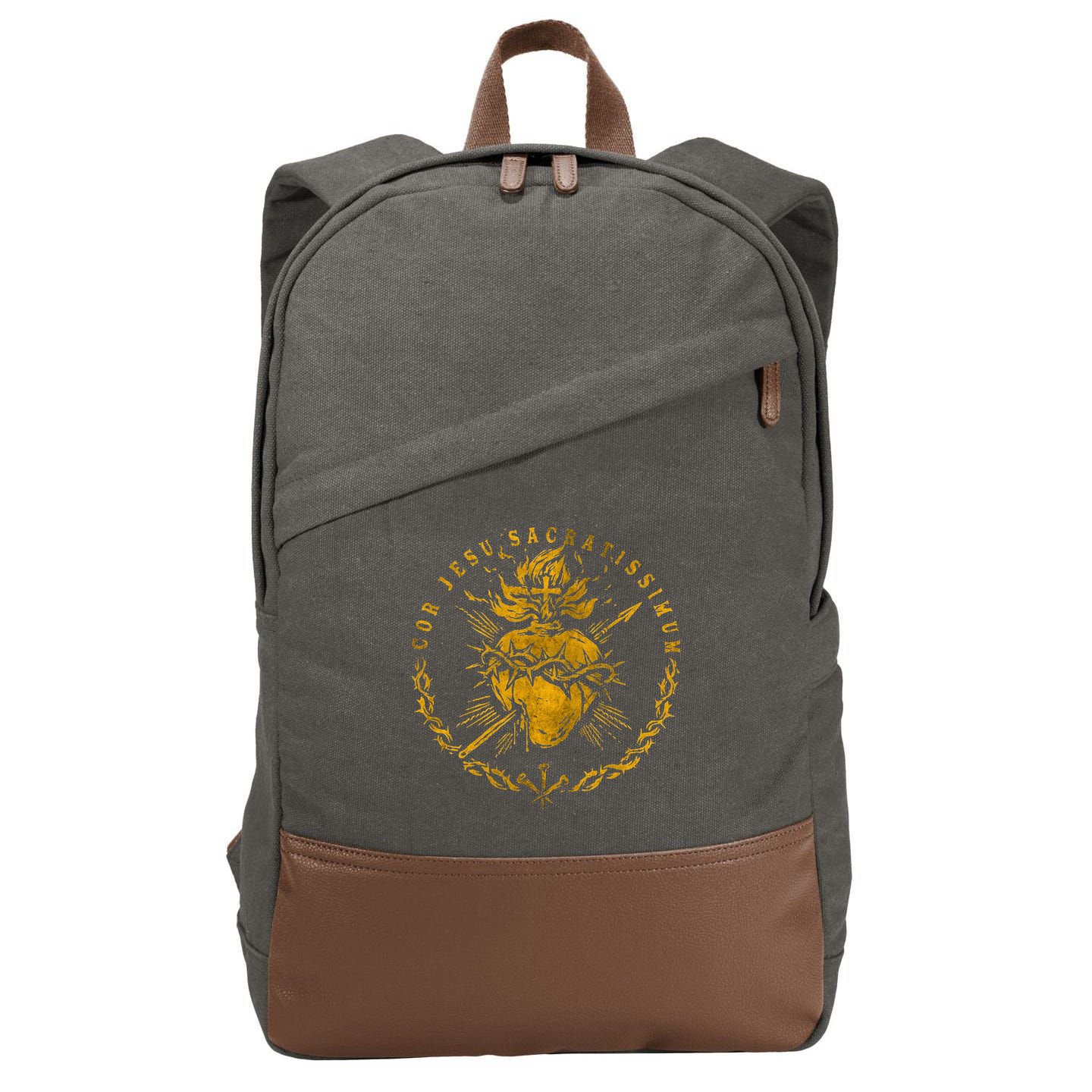 Cor Jesu Sacratissimum SacredHeart Of Jesus Catholic Faith Cotton Canvas Backpack