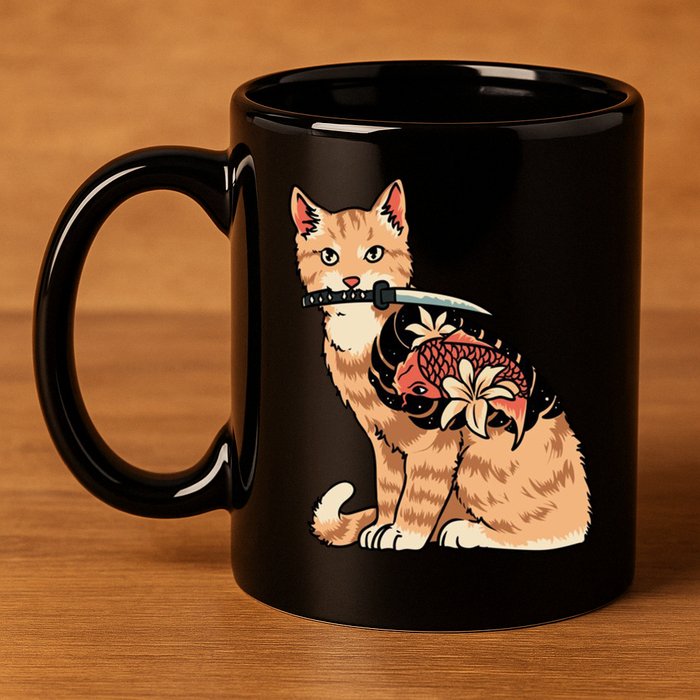 Catana Japanese Samurai 11oz C Handle Ceramic Mug