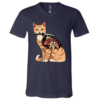 Catana Japanese Samurai V-Neck T-Shirt